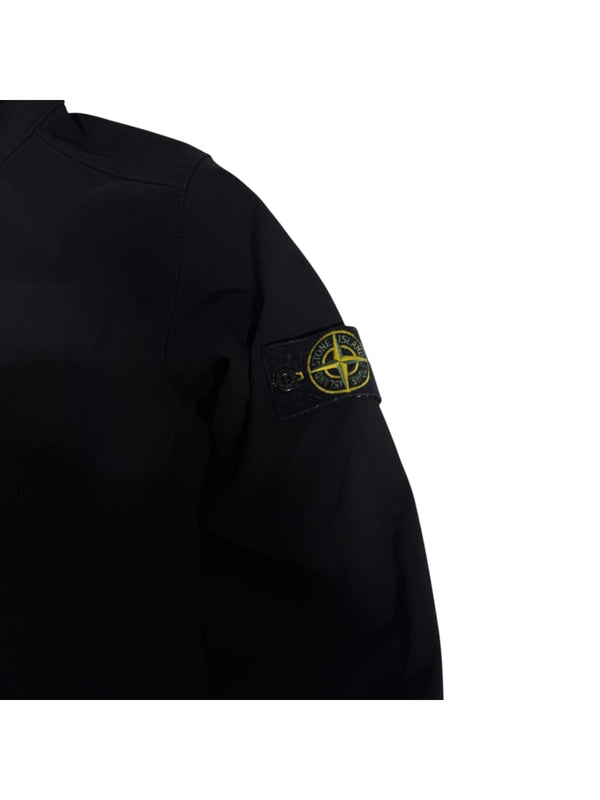 Veste Stone Island Light Soft Shell-R noire à capuche - écusson boussole