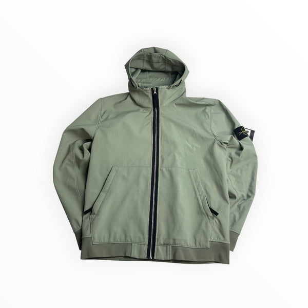 Veste Stone Island Light Soft Shell-R vert clair à capuche