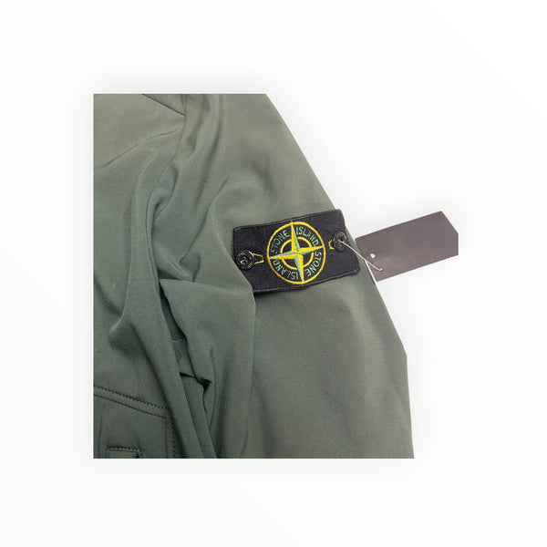 Veste Stone Island Soft Shell-R kaki foncé à capuche