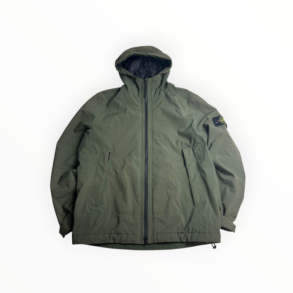 Veste Stone Island Soft Shell-R Primaloft kaki à capuche
