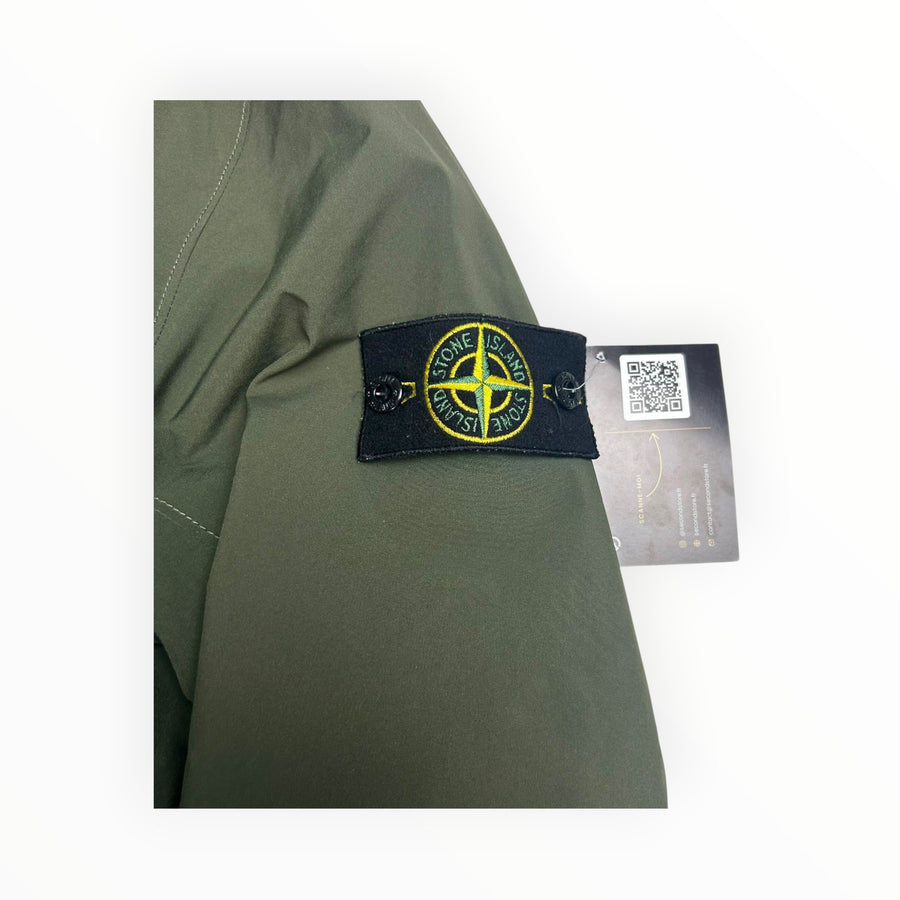 Veste Stone Island Soft Shell-R Primaloft kaki à capuche