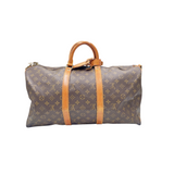 Secondstore pre-owned Louis Vuitton Keepall 55 travel bag in brown monogram canvas with natural leather handles