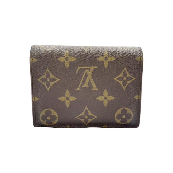 Secondstore Louis Vuitton Monogram canvas card holder in brown with iconic floral pattern