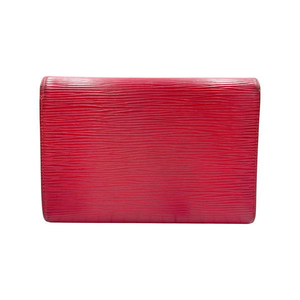 Secondstore Louis Vuitton Porte-Trésor Étui Papiers wallet in red textured Epi leather with a flap closure.
