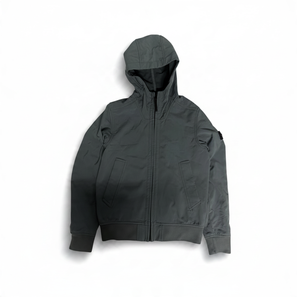 Veste Stone Island Junior Soft Shell-R verte à capuche