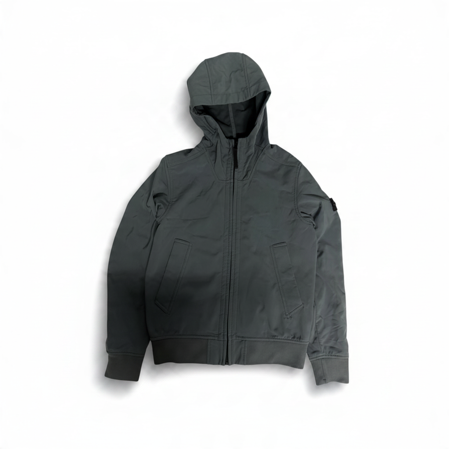 Veste Stone Island Junior Soft Shell-R verte à capuche