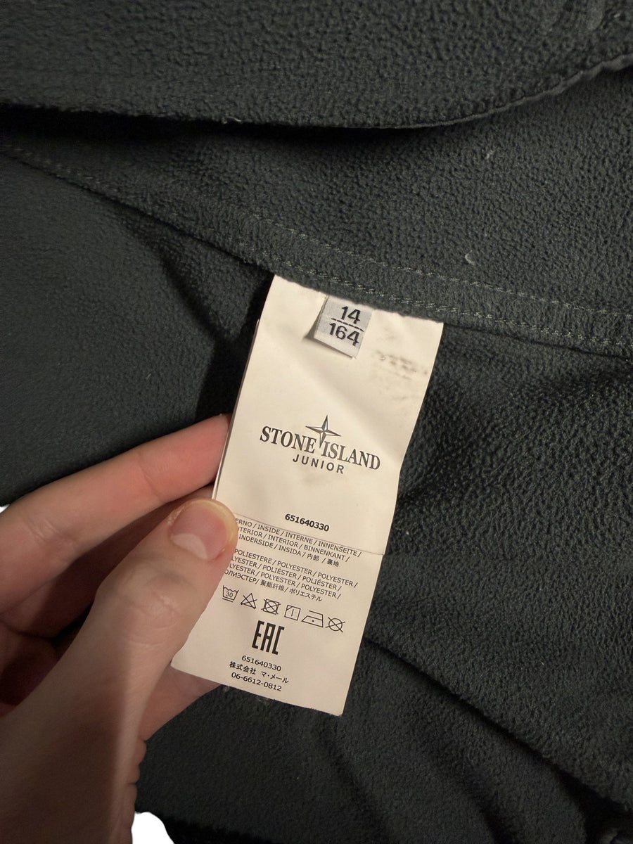 Veste Stone Island Junior Soft Shell-R verte à capuche