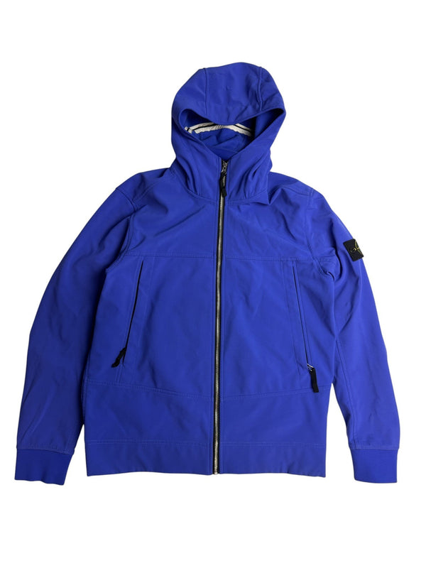 Veste Stone Island Soft Shell-R bleu vif à capuche