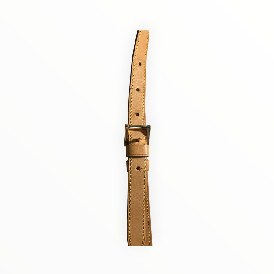 Bandoulière réglable en cuir naturel pour sac à main Secondstore, finition avec boucle dorée et surpiqûres