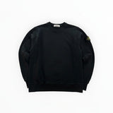 Secondstore black Stone Island crewneck sweatshirt in soft cotton with signature compass badge on the left sleeve