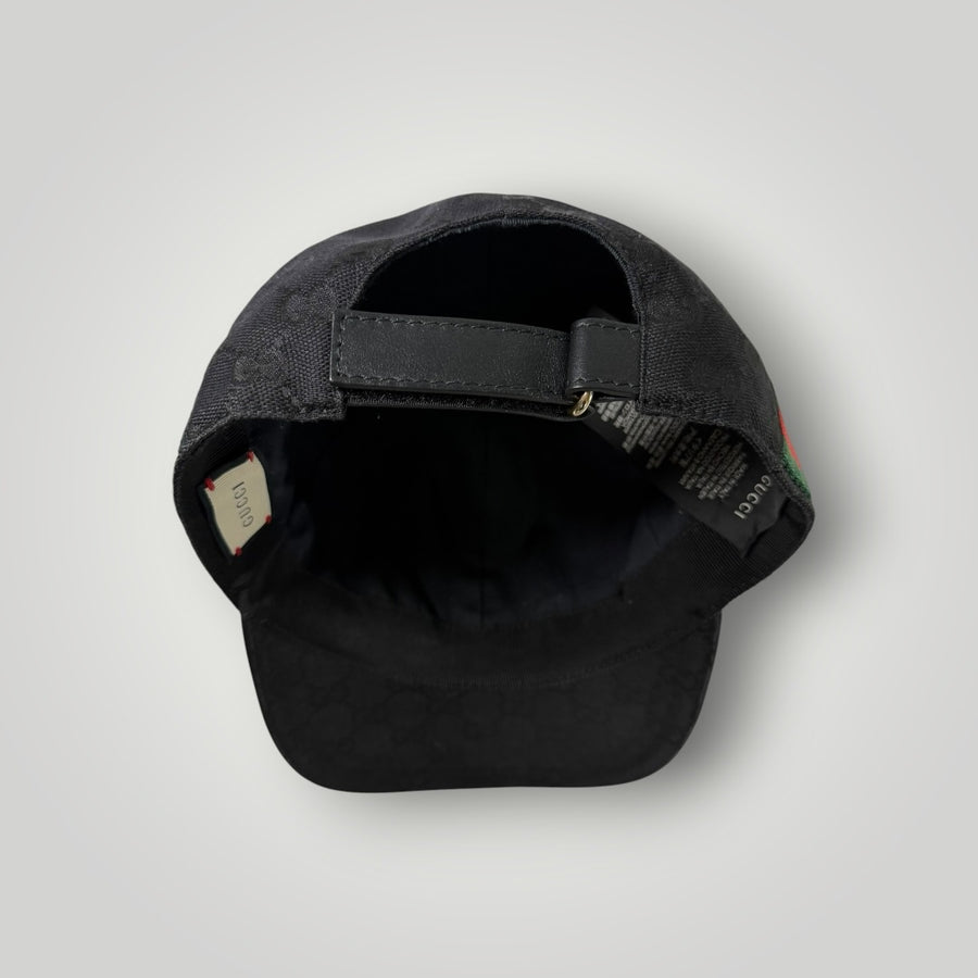 Casquette de baseball Secondstore noire avec monogramme GG ton sur ton et patte de réglage arrière en cuir