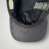 Intérieur de la casquette de baseball Secondstore GUCCI avec motif monogramme GG noir et étiquette d'authenticité