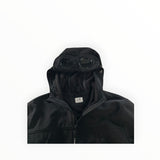 Secondstore C.P. Company black Goggle jacket in technical soft shell fabric with signature lens hood and fleece lining
