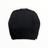 Secondstore C.P. Company black cotton crewneck sweatshirt, back view showing ribbed hem and collar details.