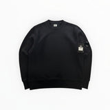 Secondstore black C.P. Company crewneck sweatshirt in soft cotton jersey with signature lens detail on the sleeve.