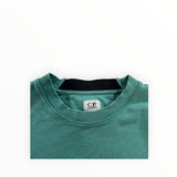 Secondstore C.P. Company emerald green cotton crewneck sweatshirt with ribbed collar and interior brand label