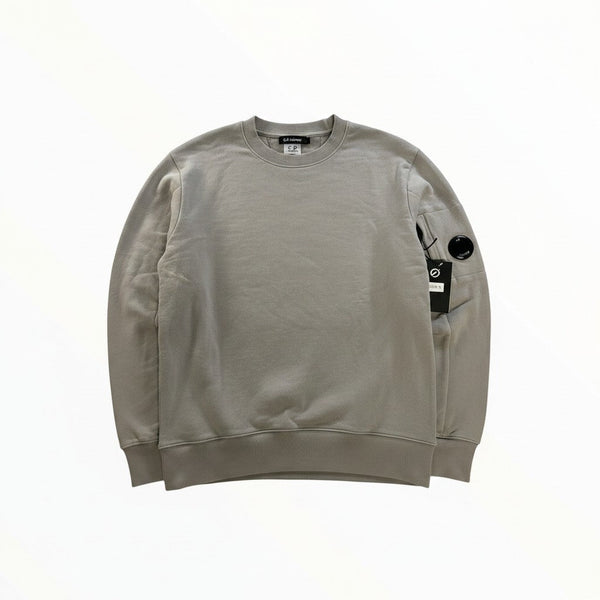 Secondstore C.P. Company grey crewneck sweatshirt in soft cotton with signature sleeve lens pocket and ribbed trim.