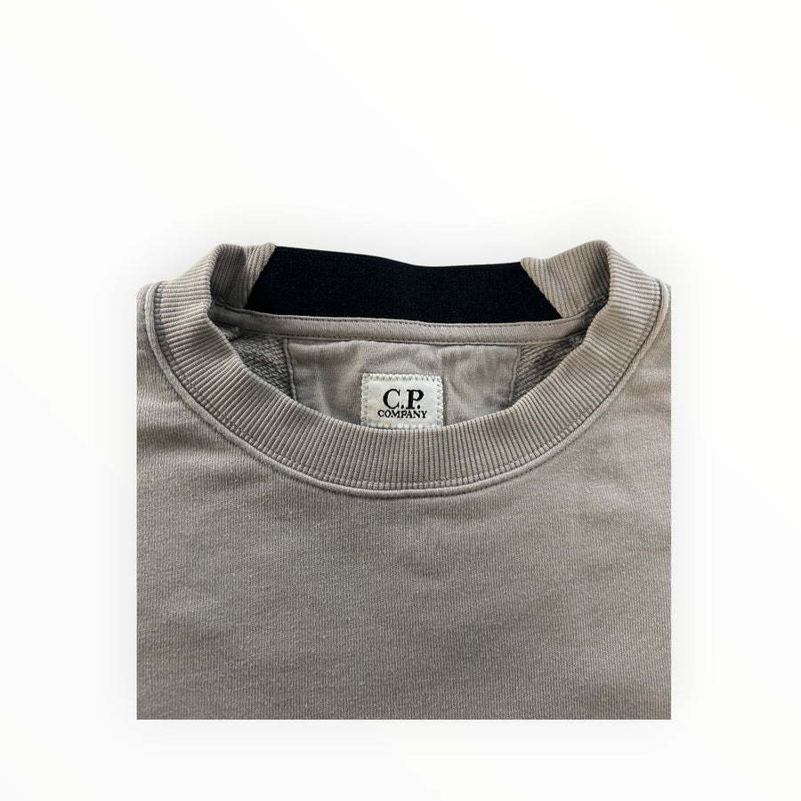 Secondstore C.P. Company grey cotton crewneck sweatshirt featuring a ribbed collar and internal brand label detail.