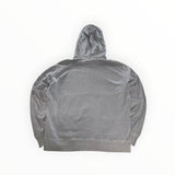 Secondstore C.P. Company light grey cotton hooded sweatshirt, back view showing the hood and ribbed hem details.