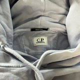 Secondstore C.P. Company light grey cotton hooded sweatshirt with Resist Dyed label and drawstring hood detail