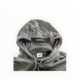 Secondstore C.P. Company charcoal grey cotton hooded sweatshirt with branded interior hood tape and drawstring