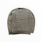 Secondstore C.P. Company grey cotton crewneck sweatshirt, back view showing ribbed hem and neckline branding.