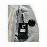 Secondstore C.P. Company grey cotton crewneck sweatshirt sleeve with iconic black lens detail and retail price tag