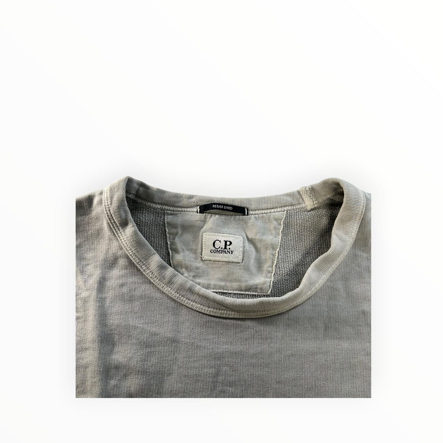 Secondstore C.P. Company crewneck sweatshirt in garment-dyed grey cotton with inner brand label detail