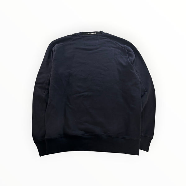 Secondstore C.P. Company navy blue cotton crewneck sweatshirt with ribbed trims and back neck branding
