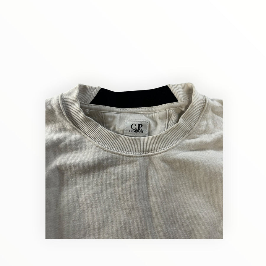 Secondstore C.P. Company off-white cotton crewneck sweatshirt with ribbed collar and interior brand label