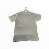 Back view of a plain off-white Secondstore C.P. Company cotton t-shirt hanging on a white hanger.