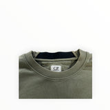 Secondstore C.P. Company olive green cotton crewneck sweatshirt with ribbed collar and internal brand label detail