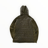 Secondstore C.P. Company olive green hybrid goggle jacket with quilted back panel and soft-shell sleeves