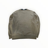 Secondstore C.P. Company olive-khaki cotton crewneck sweatshirt, back view showing ribbed hem and neck branding.