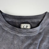 Pull à col rond Secondstore C.P. Company gris en coton avec étiquette de marque cousue au niveau du col