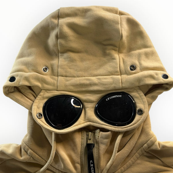 Sweat-shirt à capuche beige Secondstore C.P. Company avec lunettes Goggle intégrées et fermeture zippée