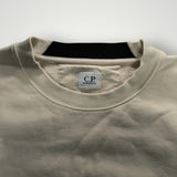 Sweat-shirt Secondstore C.P. Company beige à col rond avec étiquette logo intérieure et finitions côtelées