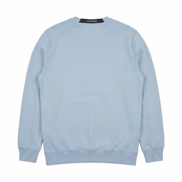 Vue arrière du sweat-shirt bleu ciel Secondstore C.P. Company en coton avec col rond et finitions côtelées.