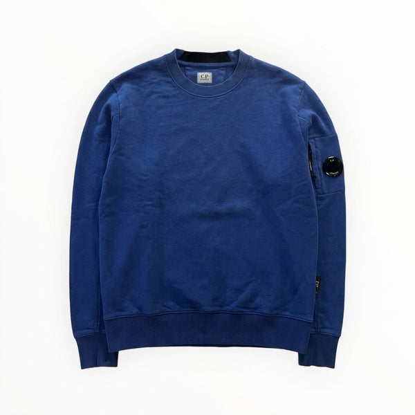 Sweat-shirt bleu Secondstore C.P. Company en coton avec col rond et poche zippée signature à lentille sur la manche
