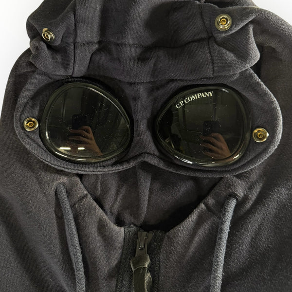 Sweat-shirt zippé bleu marine Secondstore C.P. Company avec lunettes iconiques intégrées à la capuche en coton