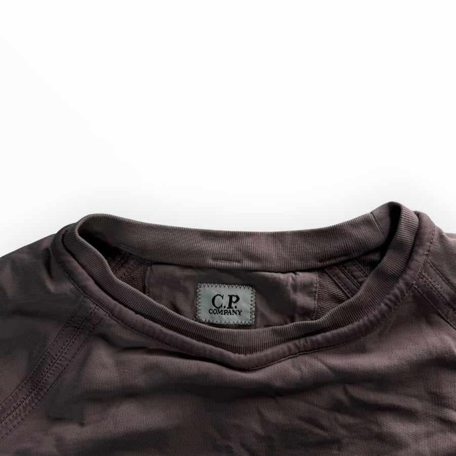 Sweat-shirt Secondstore C.P. Company marron à col rond avec manches raglan et étiquette de marque au col
