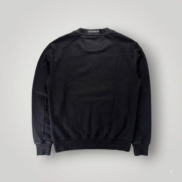 Sweat-shirt noir Secondstore C.P. COMPANY en coton avec col rond et finitions côtelées, vue arrière