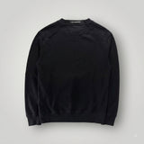 Vue arrière du sweat-shirt noir en coton Secondstore C.P. COMPANY avec logo discret au niveau du col rond