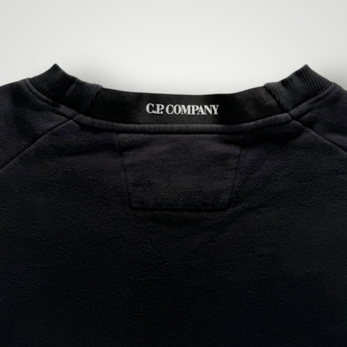 Sweat-shirt noir Secondstore C.P. Company en coton avec logo imprimé sur le col intérieur et finitions côtelées