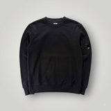 Sweat-shirt noir Secondstore C.P. COMPANY en coton avec col rond et poche zippée à lentille sur la manche