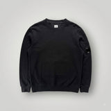 Sweat-shirt noir Secondstore C.P. COMPANY en coton avec col rond et lentille emblématique sur la manche gauche