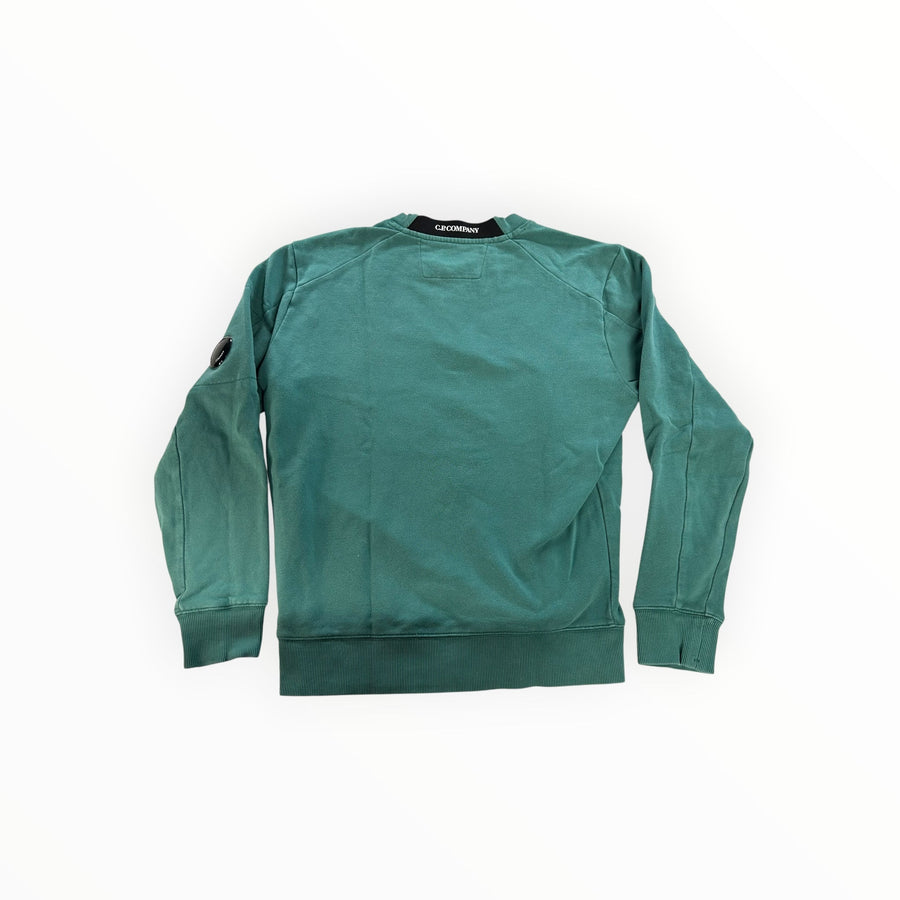 Sweat-shirt Secondstore C.P. Company vert émeraude en coton avec poche zippée et lentille signature sur la manche