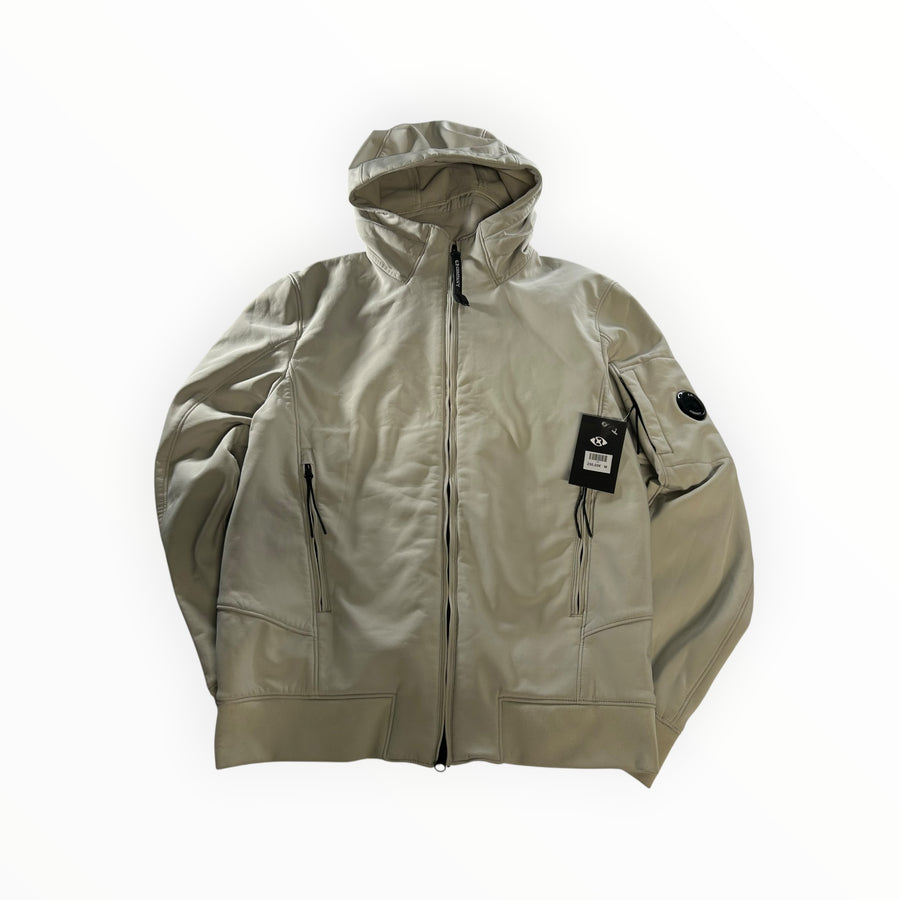 Veste à capuche beige Secondstore C.P. Company en tissu technique Shell-R avec détail de verre signature sur la manche
