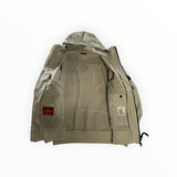 Veste à capuche Secondstore C.P. Company en soft shell beige avec doublure intérieure douce et étiquettes techniques.