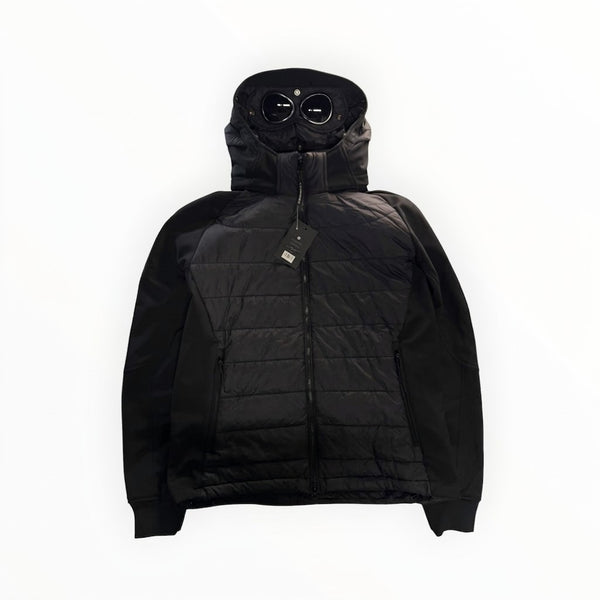 Veste noire Secondstore C.P. Company Goggle Jacket avec capuche à lunettes intégrées et panneau frontal matelassé